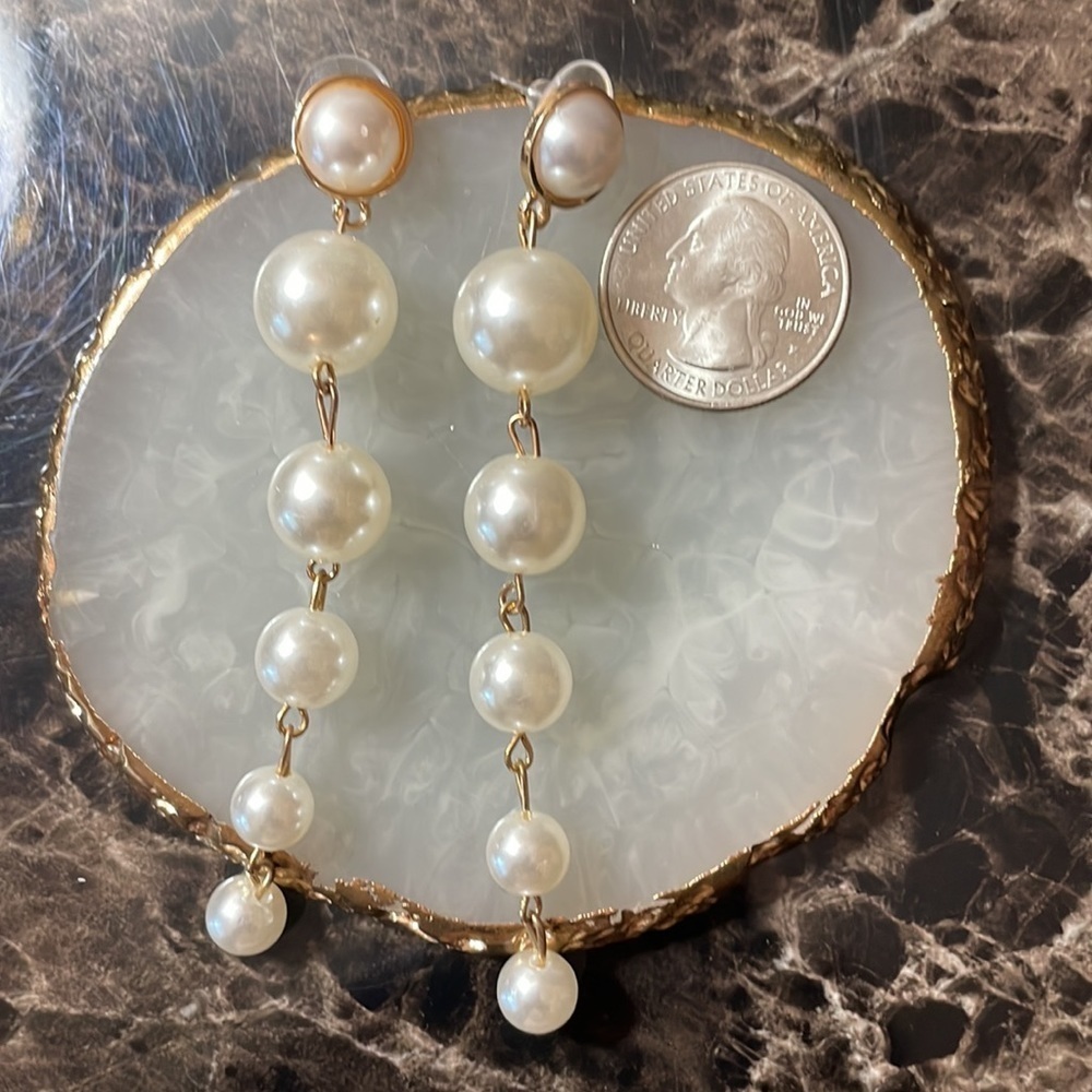 Elegant Pearl Drop Earrings - Picture 13 of 16